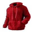 thumbnail image 1 of Mens Fuzzy Sherpa Lined Hoodie Pullover Sweatshirts Long Sleeve Winter Hooded Thermal Casual Outerwear With Pocket, 1 of 7