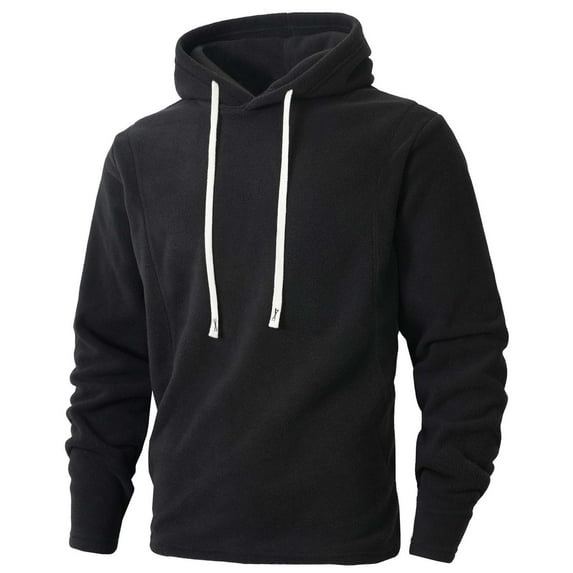 Mens Fuzzy Sherpa Sweatshirt Quarter Zip Fleece Pullover Winter Fall Warm Outerwear With Kangaroo Pocket Black L
