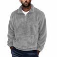thumbnail image 1 of Mens Fuzzy Sherpa Sweatshirt Quarter Zip Pullover Long Sleeve Winter Fall Fleece Outwear Casual Warm Tops With Pocket, 1 of 5