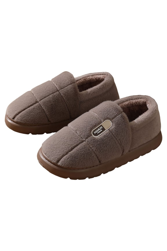 Mens Fuzzy Slippers Platform Anti-Slip Winter Booties Thick Cushion Memory Foam Indoor Outdoor Warm House Shoes Gray 12