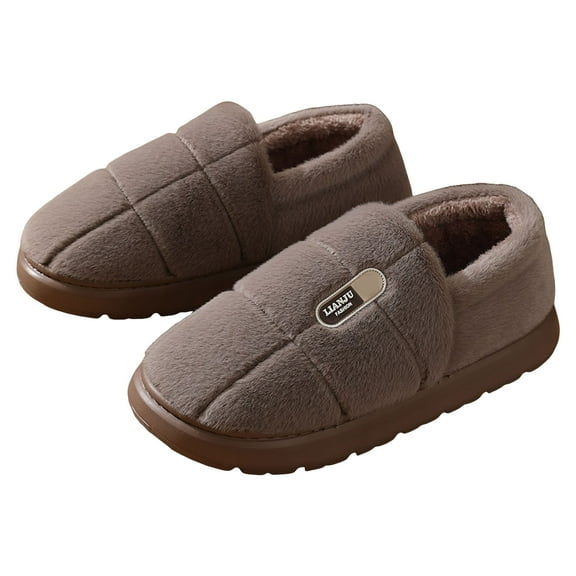 Mens Fuzzy Slippers Platform Anti-Slip Winter Booties Thick Cushion Memory Foam Indoor Outdoor Warm House Shoes Gray 8