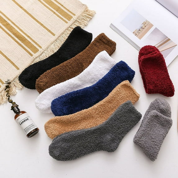 Mens Fuzzy Socks Soft Cozy Fluffy Slipper Socks Winter Warm Plush Sleeping Christmas Socks