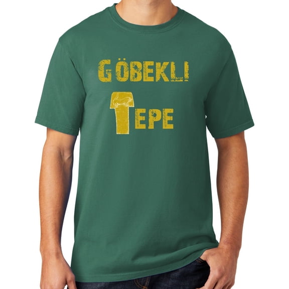Mens Göbeklitepe Archaeology Cotton Tee Shirt, Small Nordic Green