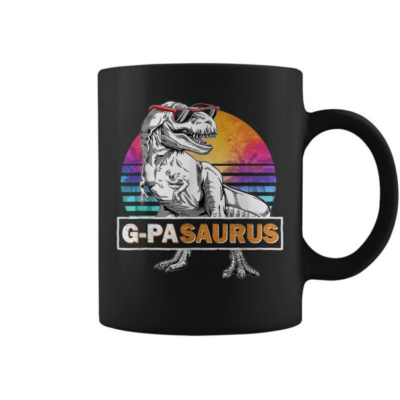 Mens GPasaurus T Rex Dinosaur Retro GPa Saurus Family Coffee Mugs