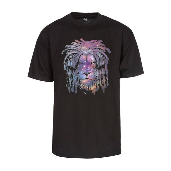 Mens Galaxy Lion Black T-Shirt - Black - Medium