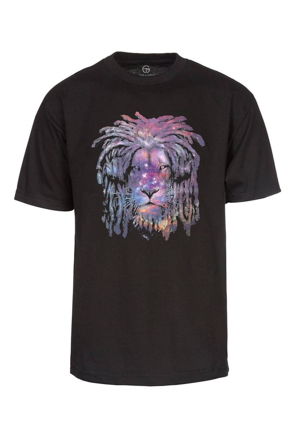 Mens Galaxy Lion Black T-Shirt - Black - X-Large