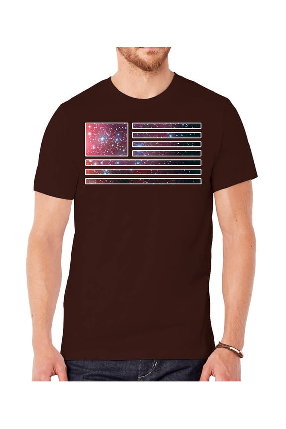 Mens Galaxy US Flag Short-Sleeve T-Shirt - Brown - Large