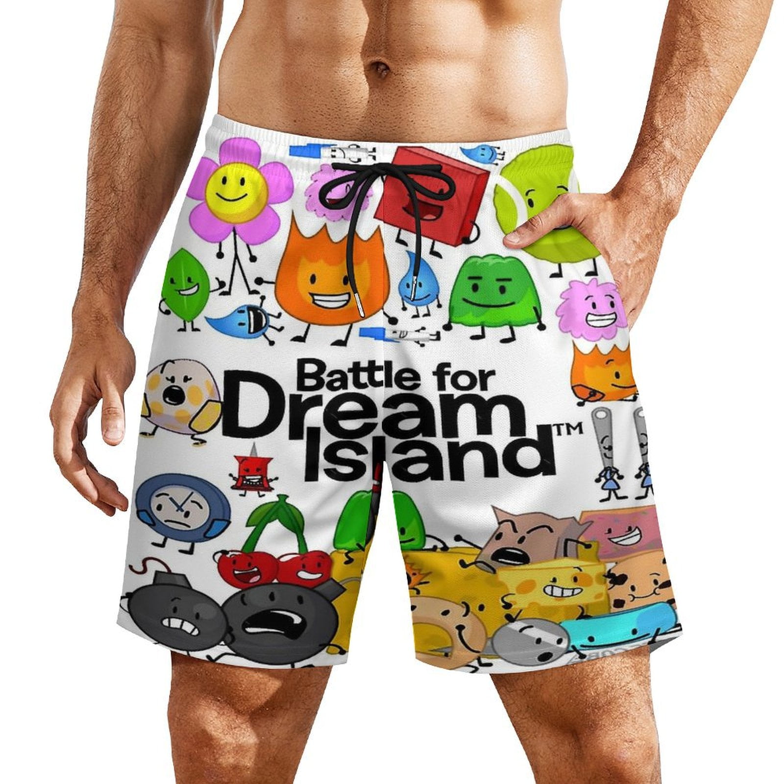 Mens Game BFDI Battle For Dream Island Swim Trunks with Compression