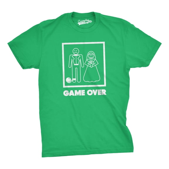 Mens Game Over T shirt Funny Wedding T shirts Humor Bachelor Party Novelty Tees Graphic Tees