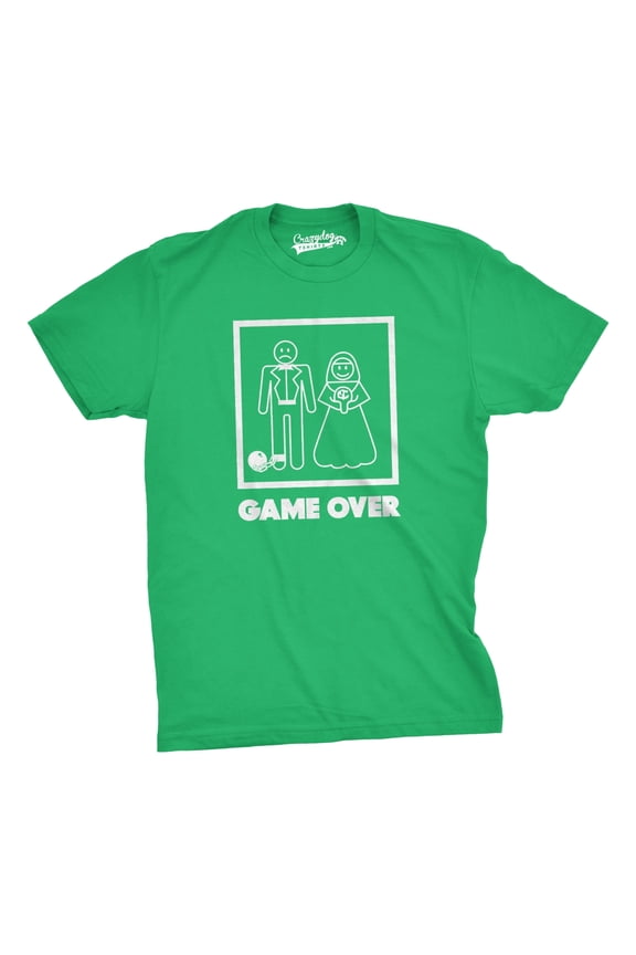 Mens Game Over T shirt Funny Wedding T shirts Humor Bachelor Party Novelty Tees Graphic Tees