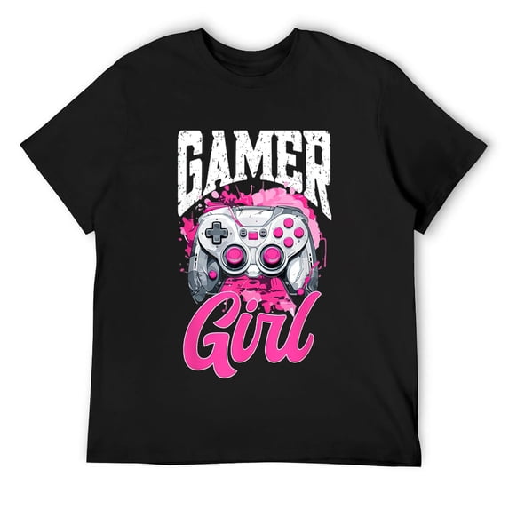 Mens Gamer Gaming Gamer Girl T-Shirt Black