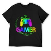 Mens Gamer my dream job with controller funny gamer video gaming T-Shirt Black