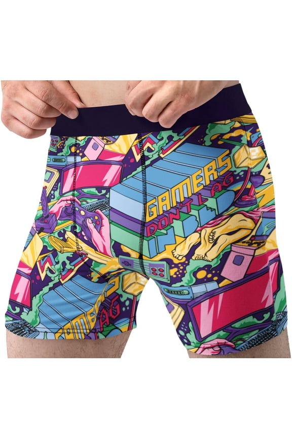 Mens Gamer's Don't Lag in Bed Boxer Briefs Athletic Underwear Novelty Fun Gift