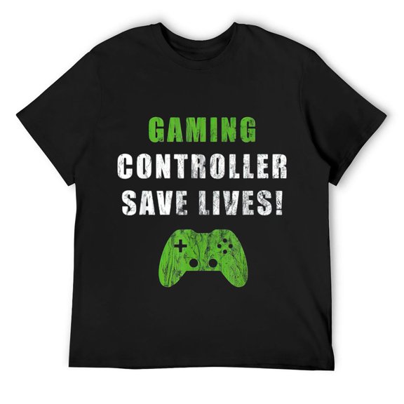 Mens Gaming Controller Save Lives Video Games Console Gamer T-Shirt Black
