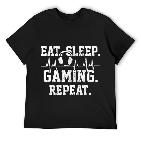 Mens Gaming Gamer Game Vintage Heartbeat T-Shirt Black