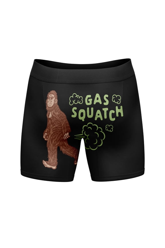 Mens Gas Squatch Boxer Briefs Funny BigFoot Sasquatch Fart Joke Novelty Underwear Dad