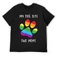 thumbnail image 1 of Mens Gay Pride LGTB My Dog Has 2 Moms Rainbow Paw print T-Shirt Black, 1 of 5