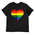thumbnail image 1 of Mens Gay Pride Shirt Rainbow Heart Equality T Shirt Black Large, 1 of 5