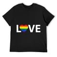 thumbnail image 1 of Mens Gay Pride rainbow heart T-Shirt Black, 1 of 5