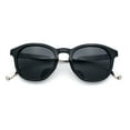 thumbnail image 1 of Mens Gentleman Hipster Horn Rim Keyhole Plastic Round Sunglasses Black Silver - Black, 1 of 7