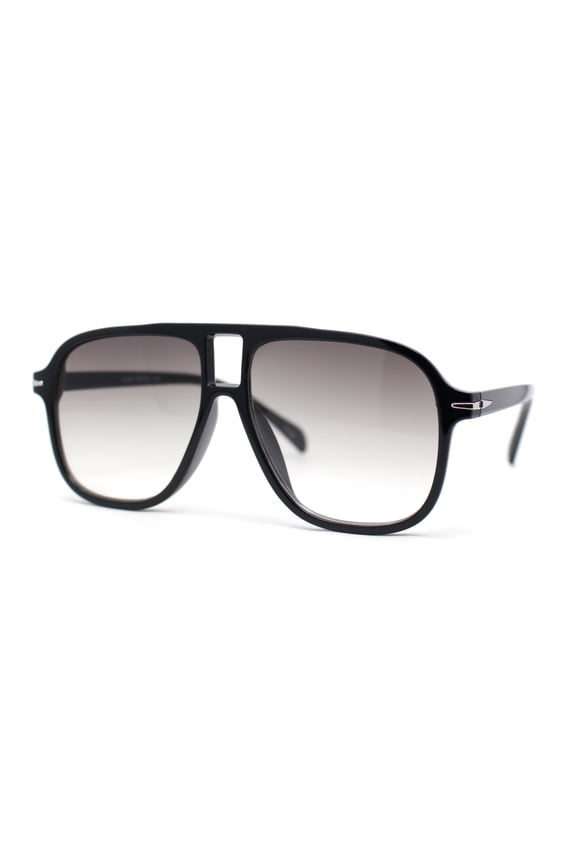 Mens Gentlemanly Retro Curved Top Plastic Racer Plastic Sunglasses Black - Smoke