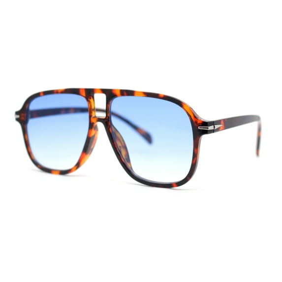 Mens Gentlemanly Retro Curved Top Plastic Racer Plastic Sunglasses Tortoise - Blue