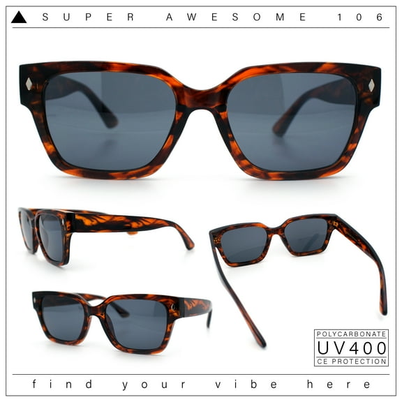 Mens Gentlemanly Urban Hipster Horn Rim Rectangle Plastic Sunglasses Tortoise - Black