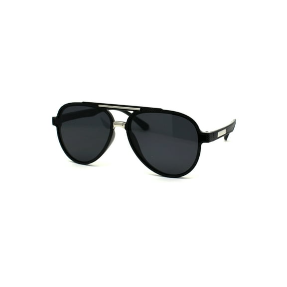 Mens Gentlemans Mod Designer Plastic Racer Sunglasses Shiny Black Silver Black