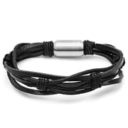 Mens Genuine Black Leather Bracelet