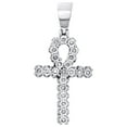 thumbnail image 1 of Mens Genuine Diamond Ankh Cross Pendant 1.25" White Sterling Silver Charm 1/7 CT, 1 of 6