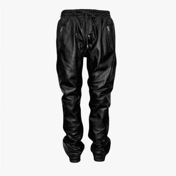 Mens Genuine Lambskin Black Leather Pant Loose Fit Trouser Leather Pant Handmade Joggers Trouser Pant