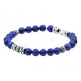 thumbnail image 1 of Mens Genuine Lapis Lazuli Stainless Steel Beaded Bracelet., 1 of 3