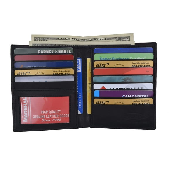 Mens Genuine Leather Bifold Wallet Slim Hipster Cowhide Credit Card and ID 2502 CF