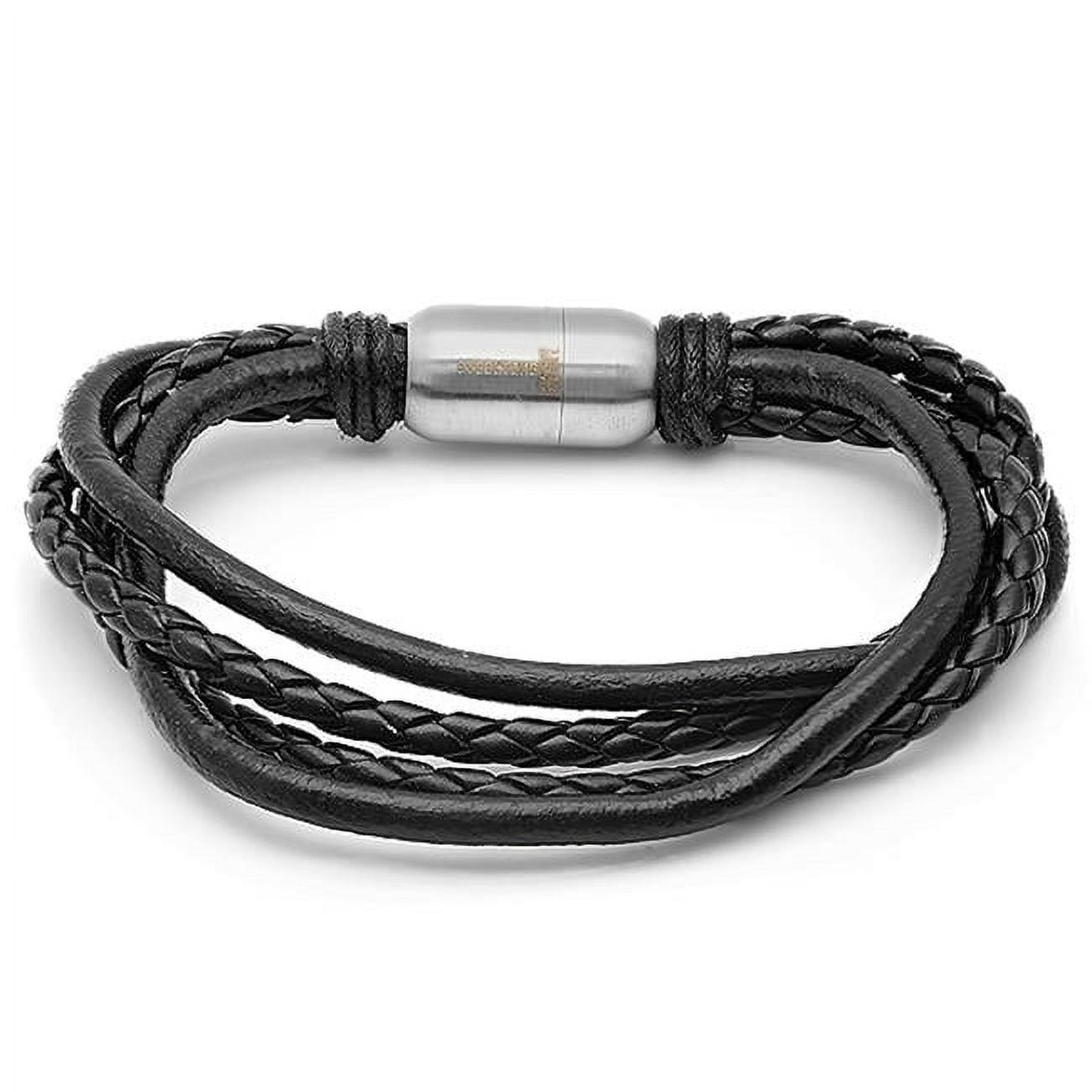 Mens Genuine Leather Bracelet Black