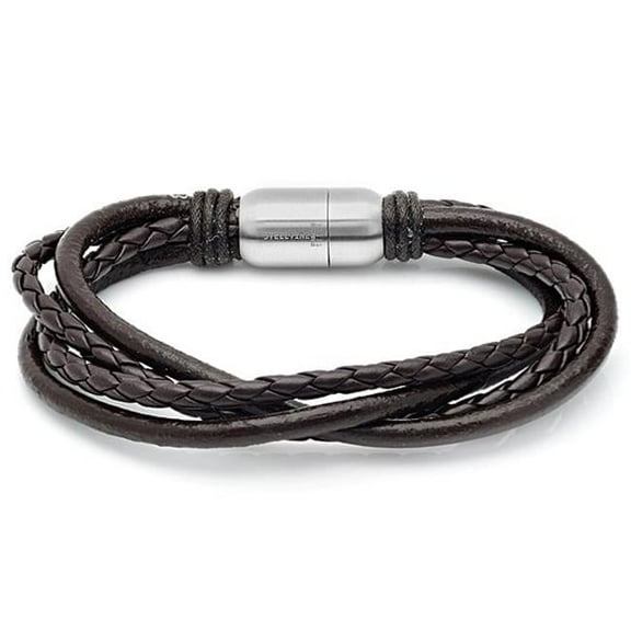 Mens Genuine Leather Bracelet- Brown