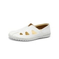 thumbnail image 1 of Mens Genuine Leather Loafers Soft Sole Non-slip Driving Shoes Soft Lightweight Walking Shoes Fashion Casual Shoes White 7.5 US, 1 of 7