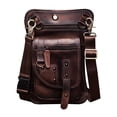 thumbnail image 1 of Mens Genuine Leather Motorcycle Tactic Fanny Belt Waist Pack Drop Leg Cross Over Bag - dark coffee mix, 1 of 5