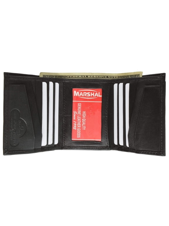 Mens Genuine Leather Trifold ID Window Vertical Card Slots Wallet 1855 CF