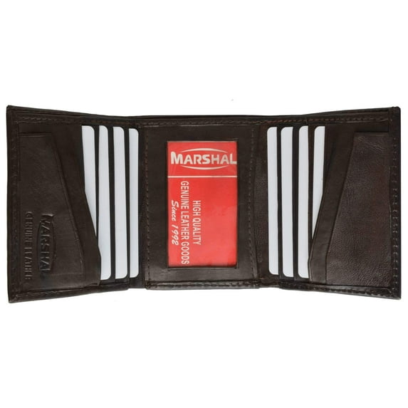 Mens Genuine Leather Trifold ID Window Vertical Card Slots Wallet 1855 CF