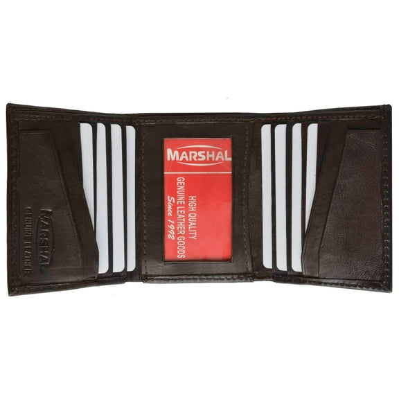 Mens Genuine Leather Trifold ID Window Vertical Card Slots Wallet 1855 CF