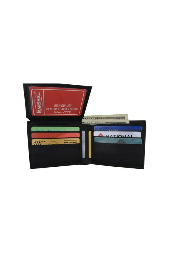 Mens Genuine Leather Wallet Bifold ID Credit Card Holder Window Billfold License