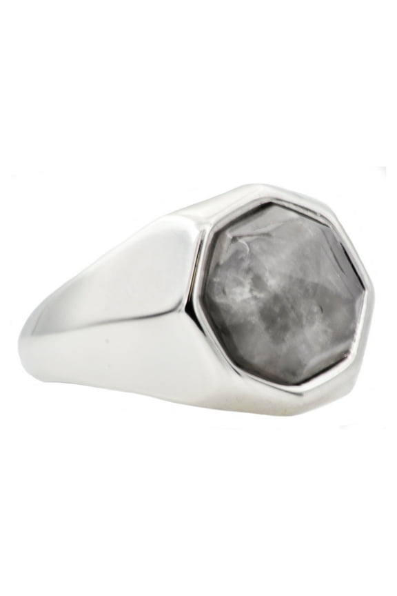 Mens Genuine Moonstone Stainless Steel Ring