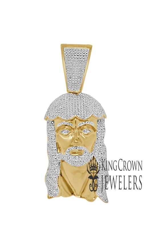Mens Genuine Real Diamonds Jesus Face Piece Charm 10K Yellow Gold Finish Pendent 2.65''