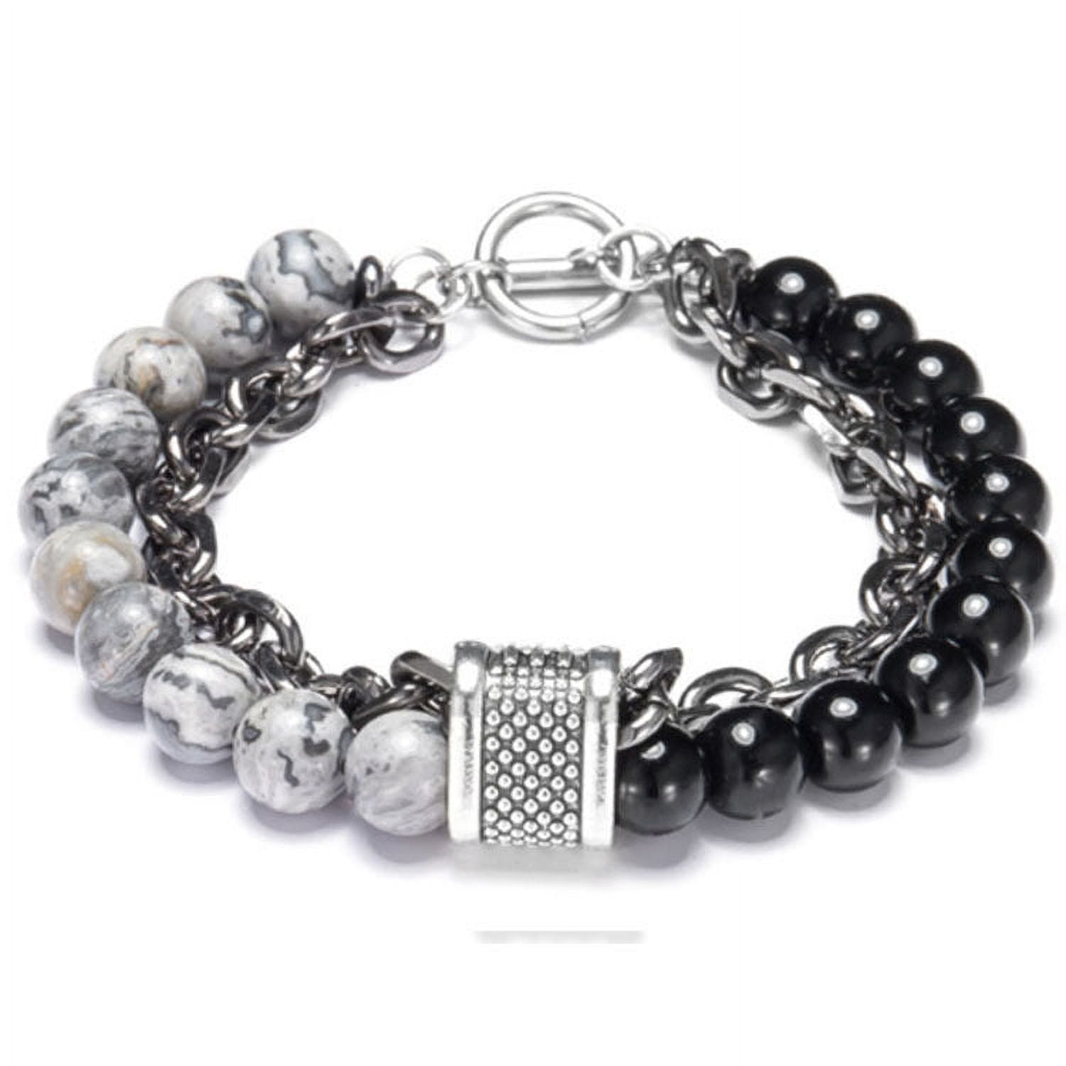 Mens Geometric Bracelet: Frosted Map Stone Alloy Stainless Steel Iron Chain Bracelet, Fashion Jewelry for Men