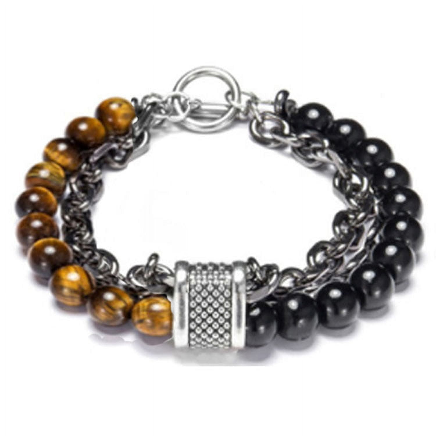 Mens Geometric Bracelet: Frosted Map Stone Alloy Stainless Steel Iron Chain Bracelet, Fashion Jewelry for Men
