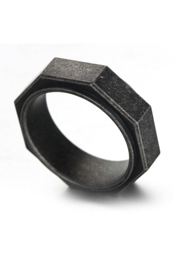 Mens Geometric Ring Stainless Steel Square Eight Sided Design Durable Ring Stylish Band Perfect for Him Everyday Wear