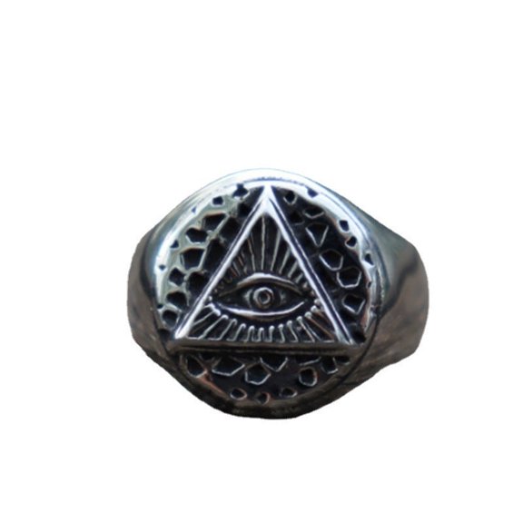 Men's Ring Geometric Triangle Design European Alloy Metal Electroplated Individually Packed Birthday Gift Ancient