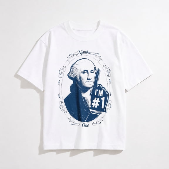 Mens George Washington Number 1 T Shirt Funny 4th of July Tee for Guys