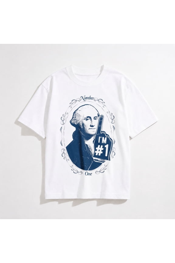 Mens George Washington Number 1 T Shirt Funny 4th of July Tee for Guys