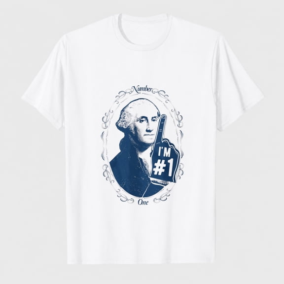 Mens George Washington Number 1 T Shirt Funny 4th of July Tee for Guys